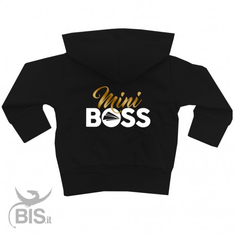 Felpa bimbo con zip e cappuccio "MINI BOSS"