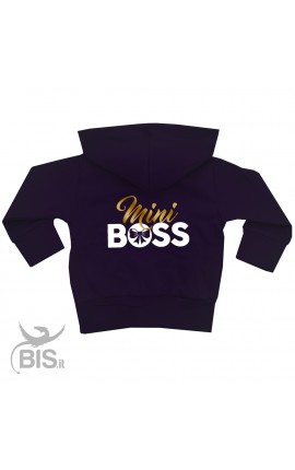 Felpa bimba con zip e cappuccio "MINI BOSS"