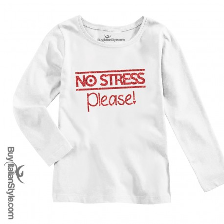 Maglia bimba con stampa glitter "NO STRESS PLEASE"