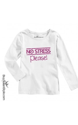 Maglia bimba con stampa glitter "NO STRESS PLEASE"