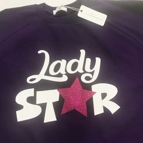 Felpa Donna "Lady star" con applicazione stella glitter