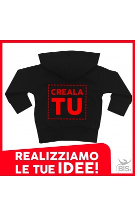 Felpa bimbo/a con zip e cappuccio personalizzabile con testo