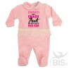 Tutina rosa in ciniglia con fascia in tulle