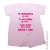 Pagliaccetto bimba/o estivo "5 minuti di papà 9 mesi di mamma ed eccomi qua"