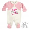 Tutina rosa in ciniglia con fascia in tulle