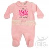 Tutina rosa in ciniglia con fascia in tulle
