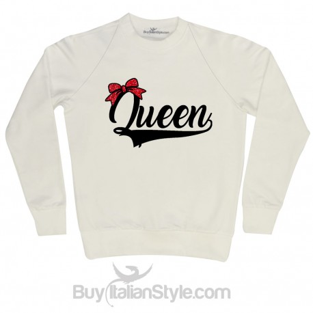Felpa Donna natalizia "Queen"con fiocco in glitter