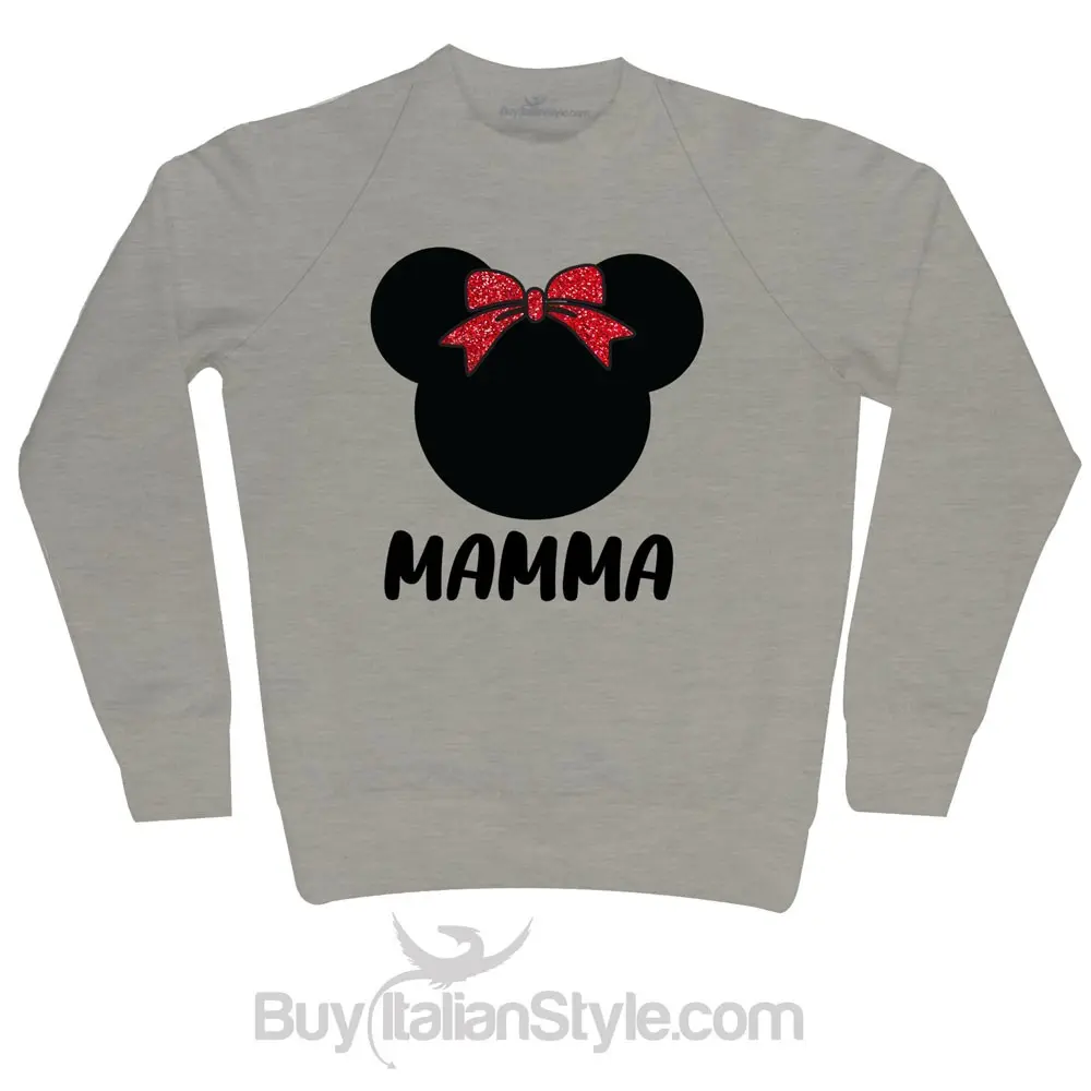 Felpe donna natalizia Topino con fiocco in glitter da personalizzare