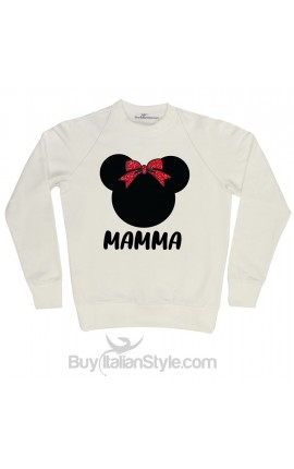 Felpa Donna natalizia "Topolino + personalizzazione"con fiocco in glitter