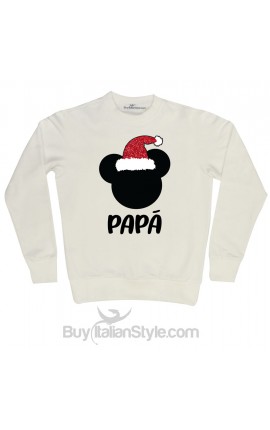 Felpa Uomo natalizia "Topolino + personalizzazione"con cappello Babbo Natale in glitter