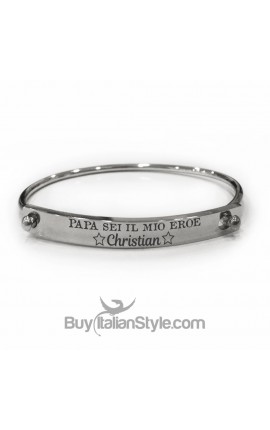 Bracciale a manetta  con chiusura "Papà sei il mio eroe"