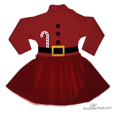 Bodysuit  with red tulle skirt "my first christmas"