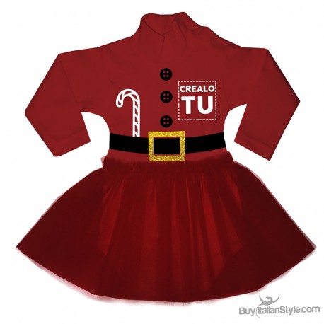 Bodysuit  with red tulle skirt "my first christmas"