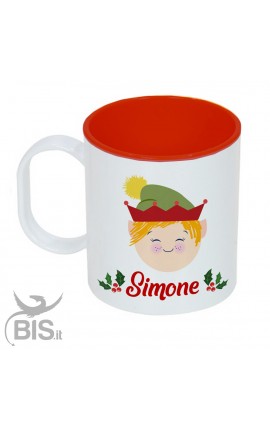 Tazza di plastica natalizia bimbo con nome