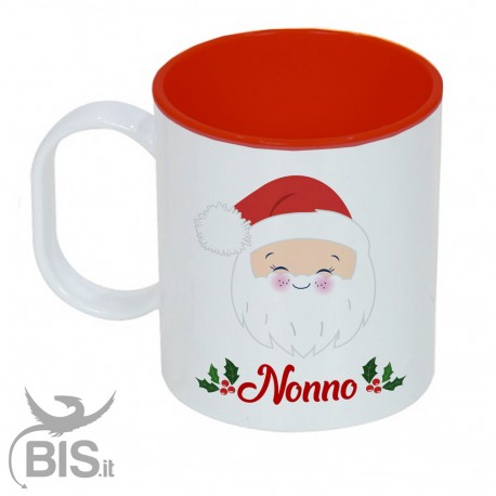 Tazza di plastica natalizia "Nonno natale con nome"