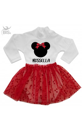 Bodysuit  with red tulle skirt