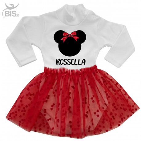 Bodysuit  with red tulle skirt