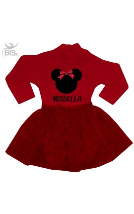 Bodysuit  with red tulle skirt