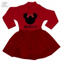 abitino neonata con tulle a cuori "topolino con fiocco in glitter e nome"