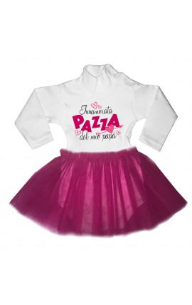 abitino neonata con tulle fuxia "Innamorata pazza del mio papà"