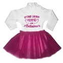 Abitino neonata con tulle fuxia "Ottimo lavoro mamma sono bellissima"