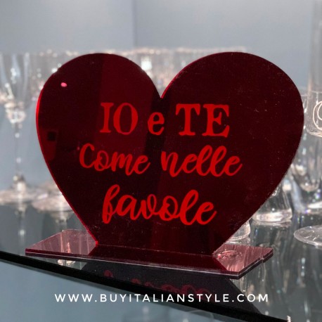 Targhetta a cuore in plexiglass "Io e te come nelle favole"