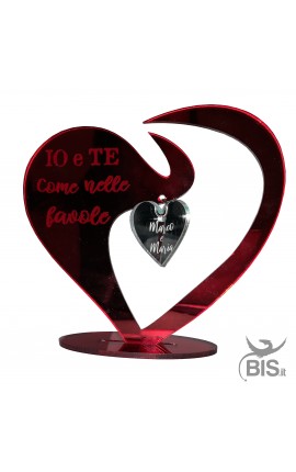 Targhetta a cuore in plexiglass  con pendente personalizzato "Io e te come nelle favole"