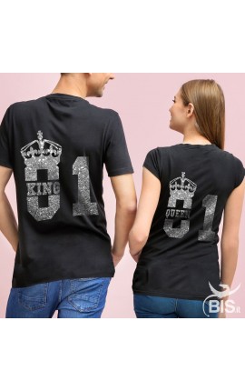 T-shirt Donna "Queen 01" con stampa glitterata
