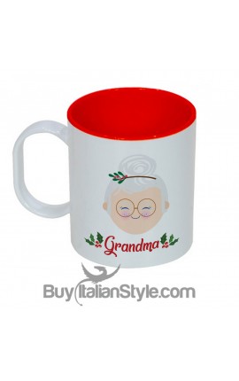 Tazza di plastica natalizia "Nonna natale con nome"