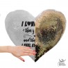 Cuscino cuore con paillette "Ti amo come ieri perchè di più è impossibile"