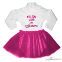 Abitino neonata con tulle fuxia "Ottimo lavoro mamma sono bellissima"