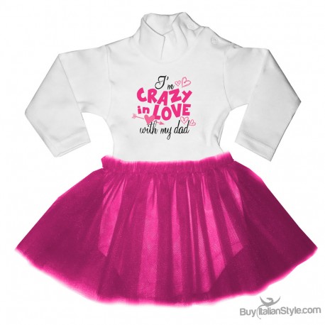 abitino neonata con tulle fuxia "Innamorata pazza del mio papà"