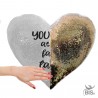Cuscino cuore con paillette "Io e te come nelle favole"