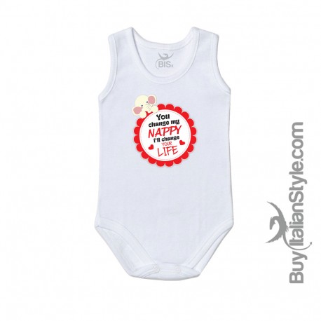 Body neonato "Tu mi cambi il pannolino io ti cambio la vita"