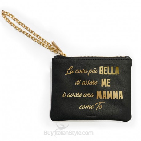 Mini pochette in vera pelle "La cosa più bella di essere me è avere una mamma come te"