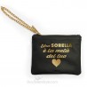 Mini pochette in vera pelle "Una sorella è la metà del tuo cuore"