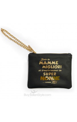 Mini pochette in vera pelle "Solo le mamme migliori si trasformano in SUPER MAMMA....come te"