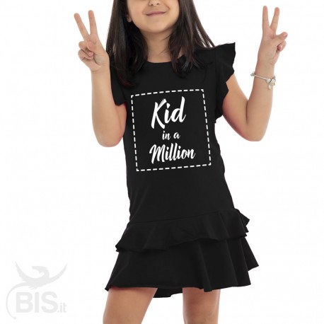 Vestitino bimba con gonna a balze "Kid in a million"