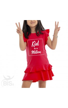 Vestitino bimba con gonna a balze "Kid in a million"