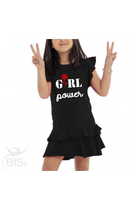 Vestitino bimba con gonna a balze "Girl power"