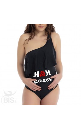 Costume premaman monospalla "Mom power"