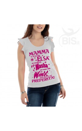 Maglia donna con maniche ad alette "Mamma tu sei la mia preferita"