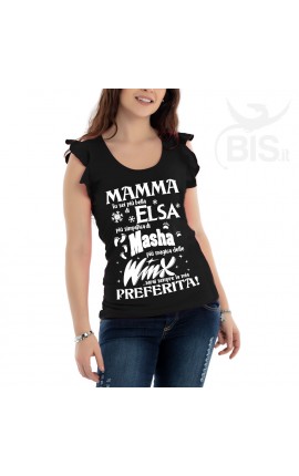 Maglia donna con maniche ad alette "Mamma tu sei la mia preferita"