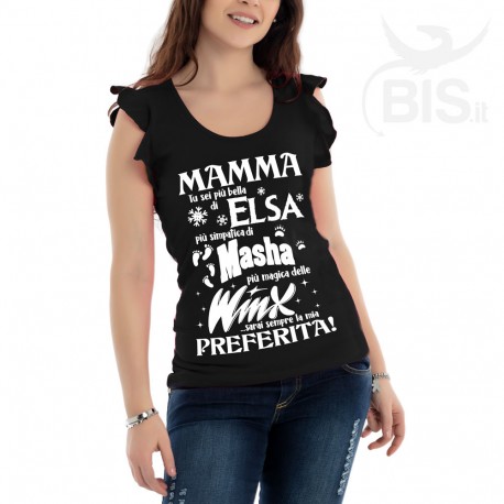 Maglia donna con maniche ad alette "Mamma tu sei la mia preferita"