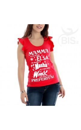 Maglia donna con maniche ad alette "Mamma tu sei la mia preferita"