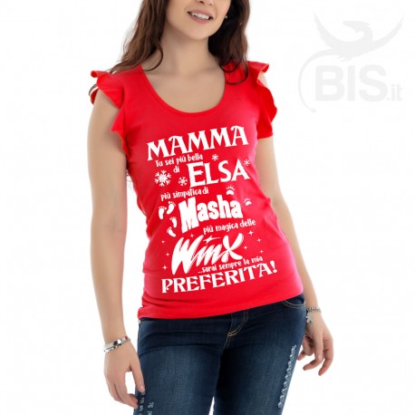 Maglia donna con maniche ad alette "Mamma tu sei la mia preferita"