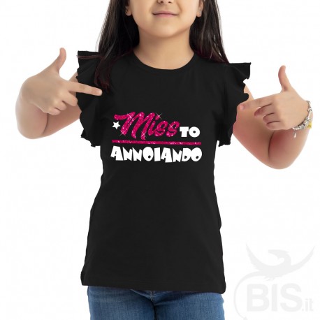 T-shirt bimba con maniche ad alette "Missto annoiando "