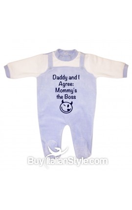 Chinille newborn baby all in one "Dad and I agree  mom is the boss"