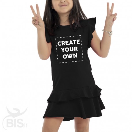 Vestitino bimba con gonna a balze da personalizzare con immagine e testo