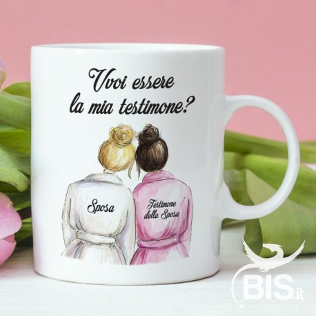 Tazza in ceramica "Vuoi essere la mia testimone?"